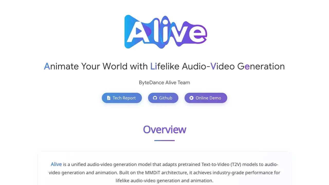 Animate Your World: Alive and the Future of Lifelike Audio-Video Generation