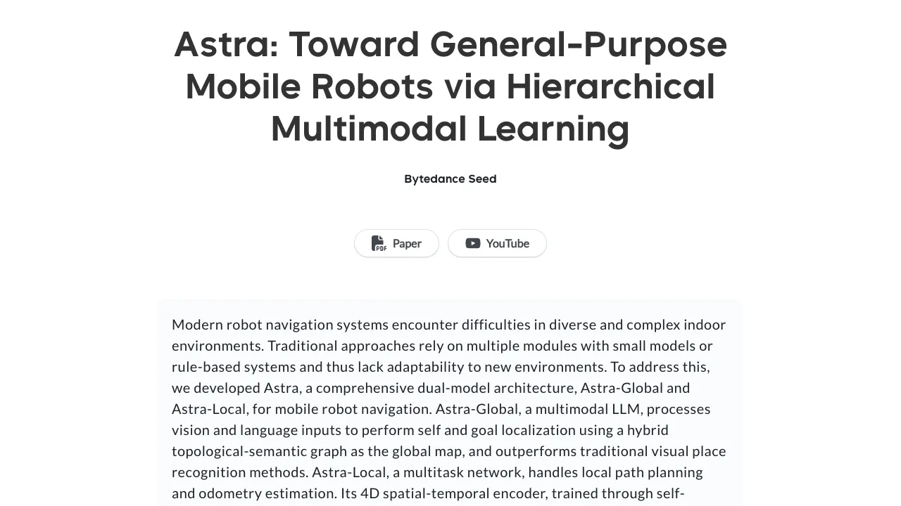 Astra: Navigating the Future with Hierarchical Multimodal Learning for Mobile Robots