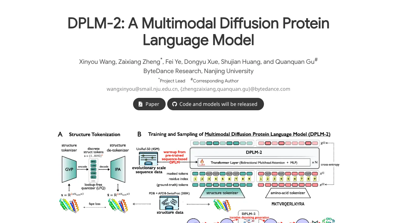 DPLM-2: A Multimodal Diffusion Protein Language Model