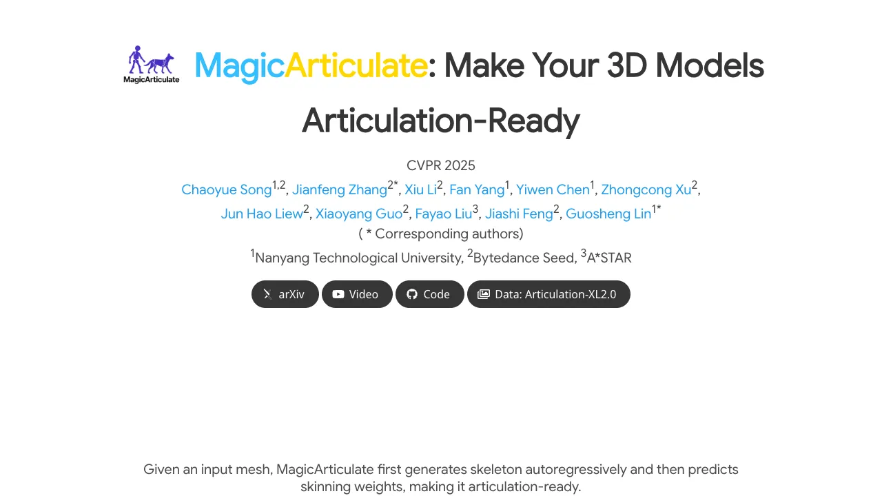 MagicArticulate: Make Your 3D Models Articulation-Ready