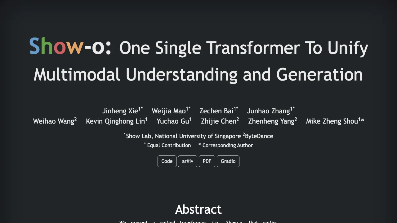 Show-o: The All-in-One Transformer Revolutionizing Multimodal AI Generation and Understanding